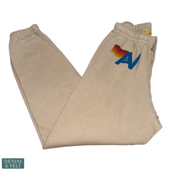 Aviator Nation Logo Stitch Sweatpants/Joggers Sand Size S Beige Tri-Blend - Picture 9 of 15